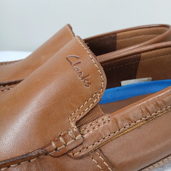 CLARKS MARKMAN SEAM DRIVING MOCASSINS MENS, SIZE 8.5, TAN - Picture 10 of 10